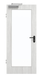 Frontansicht von GARANT Rauchschutztür Authentic Grigio GCK08 mit Lichtausschnitt LA-2