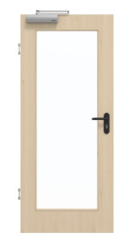 Frontansicht von GARANT Rauchschutztür Authentic Sand GCK08 mit Lichtausschnitt LA-2