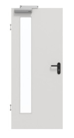 Frontansicht von GARANT Rauchschutztür 0160-60 Silver Grey CePaL mit Lichtausschnitt LA-4 bandseitig