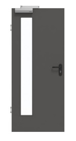 Frontansicht von GARANT Rauchschutztür 10622-60 Ebony CePaL mit Lichtausschnitt LA-4 bandseitig
