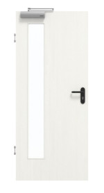 Frontansicht von GARANT Rauchschutztür Authentic Bianco CePaL mit Lichtausschnitt LA-4 bandseitig