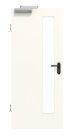 Frontansicht von GARANT Rauchschutztür 0105-60 Pearl White CePaL mit Lichtausschnitt LA-4 schlossseitig