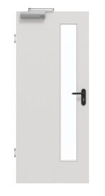 Frontansicht von GARANT Rauchschutztür 0160-60 Silver Grey CePaL mit Lichtausschnitt LA-4 schlossseitig