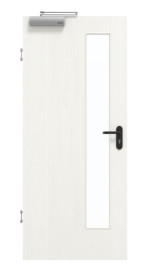 Frontansicht von GARANT Rauchschutztür Authentic Bianco CePaL mit Lichtausschnitt LA-4 schlossseitig