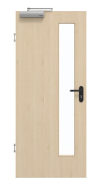 Frontansicht von GARANT Rauchschutztür Authentic Sand GCK08 mit Lichtausschnitt LA-4 schlossseitig
