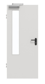 Frontansicht von GARANT Rauchschutztür 0160-60 Silver Grey CePaL mit Lichtausschnitt LA-5 bandseitig
