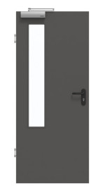 Frontansicht von GARANT Rauchschutztür 10622-60 Ebony CePaL mit Lichtausschnitt LA-5 bandseitig