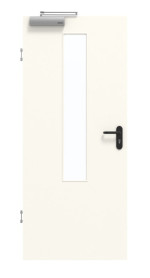 Frontansicht von GARANT Rauchschutztür 0105-60 Pearl White CePaL mit Lichtausschnitt LA-5 mittig