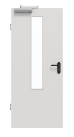 Frontansicht von GARANT Rauchschutztür 0160-60 Silver Grey CePaL mit Lichtausschnitt LA-5 mittig