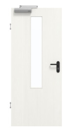 Frontansicht von GARANT Rauchschutztür Authentic Bianco GCK08 mit Lichtausschnitt LA-5 mittig