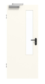 Frontansicht von GARANT Rauchschutztür 0105-60 Pearl White CePaL mit Lichtausschnitt LA-5 schlossseitig
