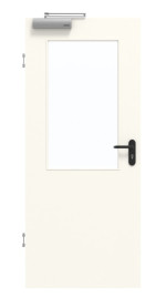 Frontansicht von GARANT Rauchschutztür 0105-60 Pearl White CePaL mit Lichtausschnitt LA-6