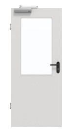 Frontansicht von GARANT Rauchschutztür 0160-60 Silver Grey CePaL mit Lichtausschnitt LA-6