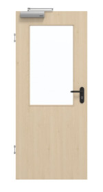 Frontansicht von GARANT Rauchschutztür Authentic Sand GCK08 mit Lichtausschnitt LA-6