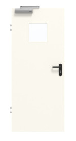 Frontansicht von GARANT Rauchschutztür 0105-60 Pearl White CePaL mit Lichtausschnitt LA-7