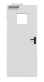 Frontansicht von GARANT Rauchschutztür 0160-60 Silver Grey CePaL mit Lichtausschnitt LA-7