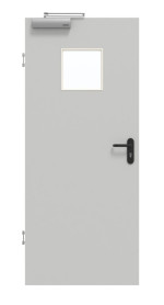 Frontansicht von GARANT Rauchschutztür D92-60 Dove Grey Resopal mit Lichtausschnitt LA-7