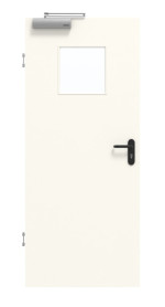 Frontansicht von GARANT Rauchschutztür 0105-60 Pearl White CePaL mit Lichtausschnitt LA-8