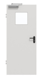 Frontansicht von GARANT Rauchschutztür 0160-60 Silver Grey CePaL mit Lichtausschnitt LA-8