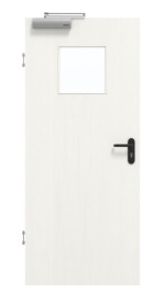 Frontansicht von GARANT Rauchschutztür Authentic Bianco CePaL mit Lichtausschnitt LA-8