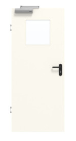 Frontansicht von GARANT Rauchschutztür 0105-60 Pearl White CePaL mit Lichtausschnitt LA-9