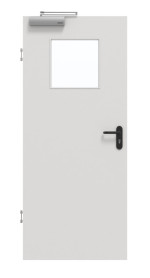 Frontansicht von GARANT Rauchschutztür 0160-60 Silver Grey CePaL mit Lichtausschnitt LA-9