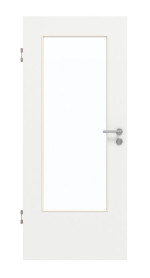 Frontansicht von GARANT Schallschutztür D354-60 Designer White Resopal mit Lichtausschnitt LA-DIN