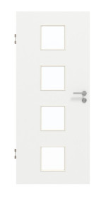 Frontansicht von GARANT Schallschutztür D354-60 Designer White Resopal mit Lichtausschnitt LA-10