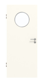 Frontansicht von GARANT Schallschutztür 0105-60 Pearl White CePaL mit Lichtausschnitt LA-13