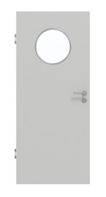 Frontansicht von GARANT Schallschutztür D92-60 Dove Grey Resopal mit Lichtausschnitt LA-13