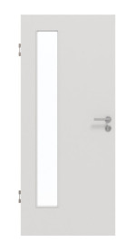 Frontansicht von GARANT Schallschutztür 0160-60 Silver Grey CePaL mit Lichtausschnitt LA-4 bandseitig