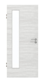 Frontansicht von GARANT Schallschutztür Quer Authentic Grigio GCK08 mit Lichtausschnitt LA-4 bandseitig