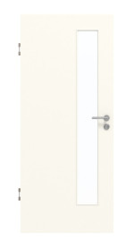 Frontansicht von GARANT Schallschutztür 0105-60 Pearl White CePaL mit Lichtausschnitt LA-4 schlossseitig