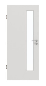 Frontansicht von GARANT Schallschutztür 0160-60 Silver Grey CePaL mit Lichtausschnitt LA-4 schlossseitig