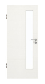Frontansicht von GARANT Schallschutztür Quer Authentic Bianco CePaL mit Lichtausschnitt LA-4 schlossseitig