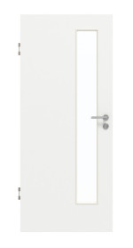 Frontansicht von GARANT Schallschutztür D354-60 Designer White Resopal mit Lichtausschnitt LA-4 schlossseitig