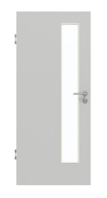 Frontansicht von GARANT Schallschutztür D92-60 Dove Grey Resopal mit Lichtausschnitt LA-4 schlossseitig