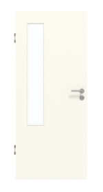 Frontansicht von GARANT Schallschutztür 0105-60 Pearl White CePaL mit Lichtausschnitt LA-5 bandseitig