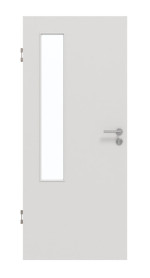 Frontansicht von GARANT Schallschutztür 0160-60 Silver Grey CePaL mit Lichtausschnitt LA-5 bandseitig