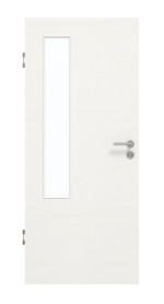 Frontansicht von GARANT Schallschutztür Quer Authentic Bianco CePaL mit Lichtausschnitt LA-5 bandseitig