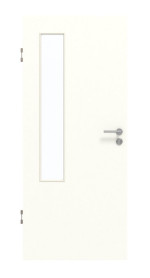Frontansicht von GARANT Schallschutztür W1000ST3 Premium Weiß GHK08 mit Lichtausschnitt LA-5 bandseitig