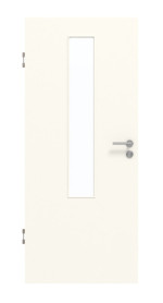 Frontansicht von GARANT Schallschutztür 0105-60 Pearl White CePaL mit Lichtausschnitt LA-5 mittig