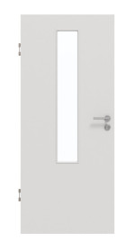 Frontansicht von GARANT Schallschutztür 0160-60 Silver Grey CePaL mit Lichtausschnitt LA-5 mittig