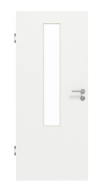 Frontansicht von GARANT Schallschutztür D354-60 Designer White Resopal mit Lichtausschnitt LA-5 mittig