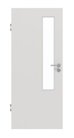 Frontansicht von GARANT Schallschutztür 0160-60 Silver Grey CePaL mit Lichtausschnitt LA-5 schlossseitig