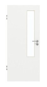 Frontansicht von GARANT Schallschutztür D354-60 Designer White Resopal mit Lichtausschnitt LA-5 schlossseitig