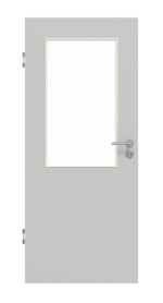 Frontansicht von GARANT Schallschutztür D92-60 Dove Grey Resopal mit Lichtausschnitt LA-6