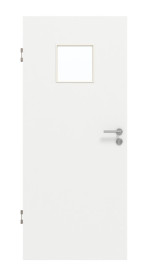 Frontansicht von GARANT Schallschutztür D354-60 Designer White Resopal mit Lichtausschnitt LA-7