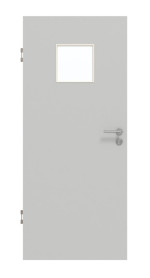 Frontansicht von GARANT Schallschutztür D92-60 Dove Grey Resopal mit Lichtausschnitt LA-7