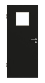 Frontansicht von GARANT Schallschutztür 0901-60 Black Resopal mit Lichtausschnitt LA-8